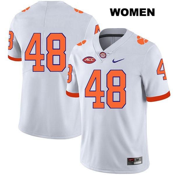 Women's Clemson Tigers #48 Will Spiers Stitched White Legend Authentic Nike No Name NCAA College Football Jersey PHY5146WU